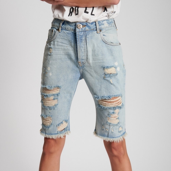 One Teaspoon Kansas Cut Off Trucker Shorts - Picture 1 of 12